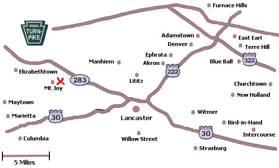 Click on a city name to display inns in that city, or click anywhere else for a list of all inns in Lancaster County.